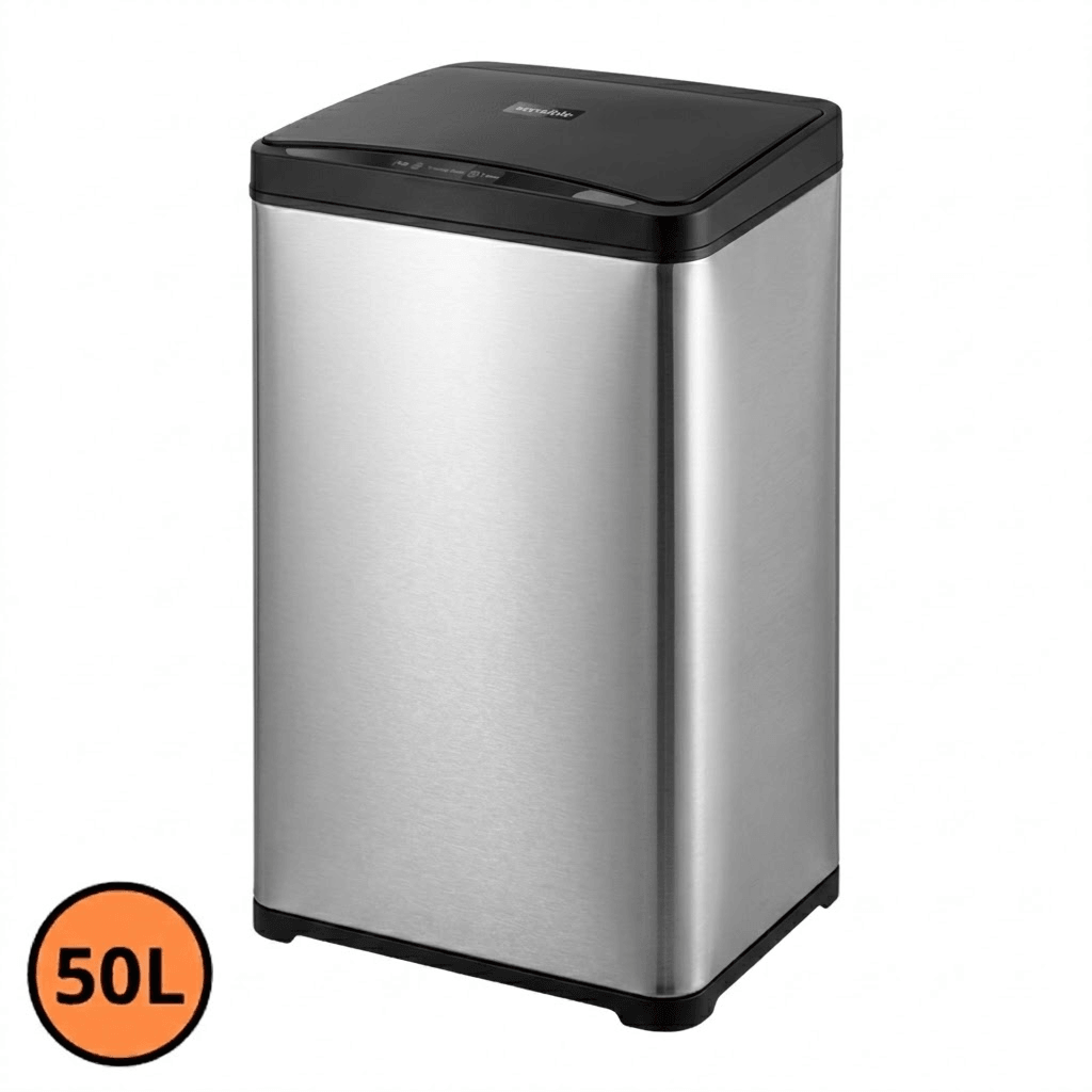 Lixeira Automática Inteligente com Sensor de Movimento - Quadrada · Inox · 50L - Imagem 1
