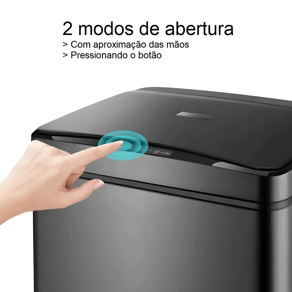 Lixeira Automática Inteligente com Sensor de Movimento - Quadrada · Inox · 50L - Imagem 3
