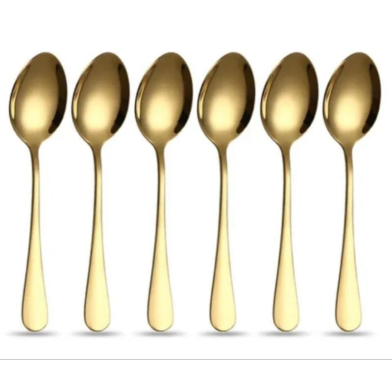 Colher de Sobremesa em Aço Inox Dourado - Coleção Noite Feliz